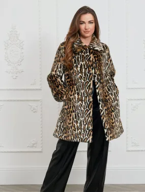 Adele Recycled Vegan Leopard Fur Coat | Brown