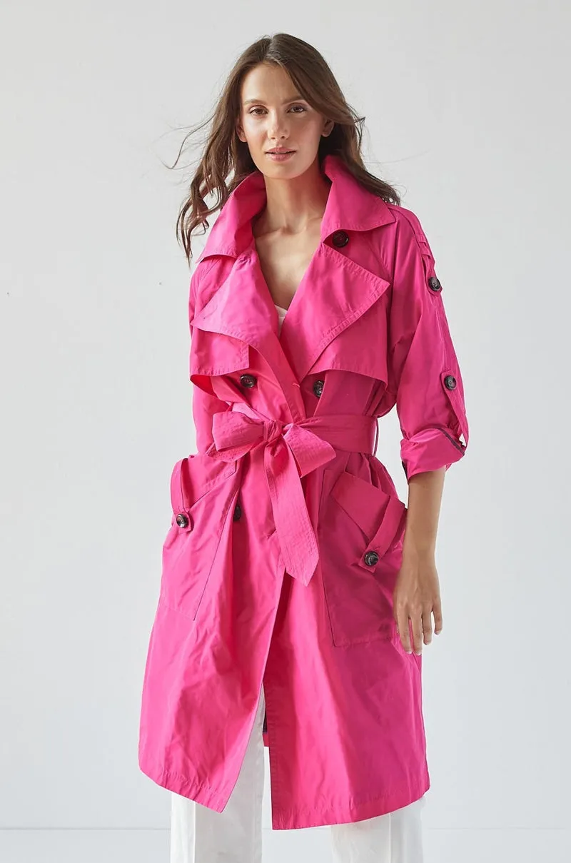 Adroit Raphael Trench Coat | Fuschia   Birch