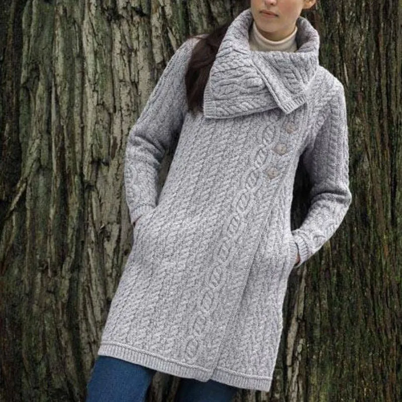 Aran Button Cardigan Coat [3 Colors]