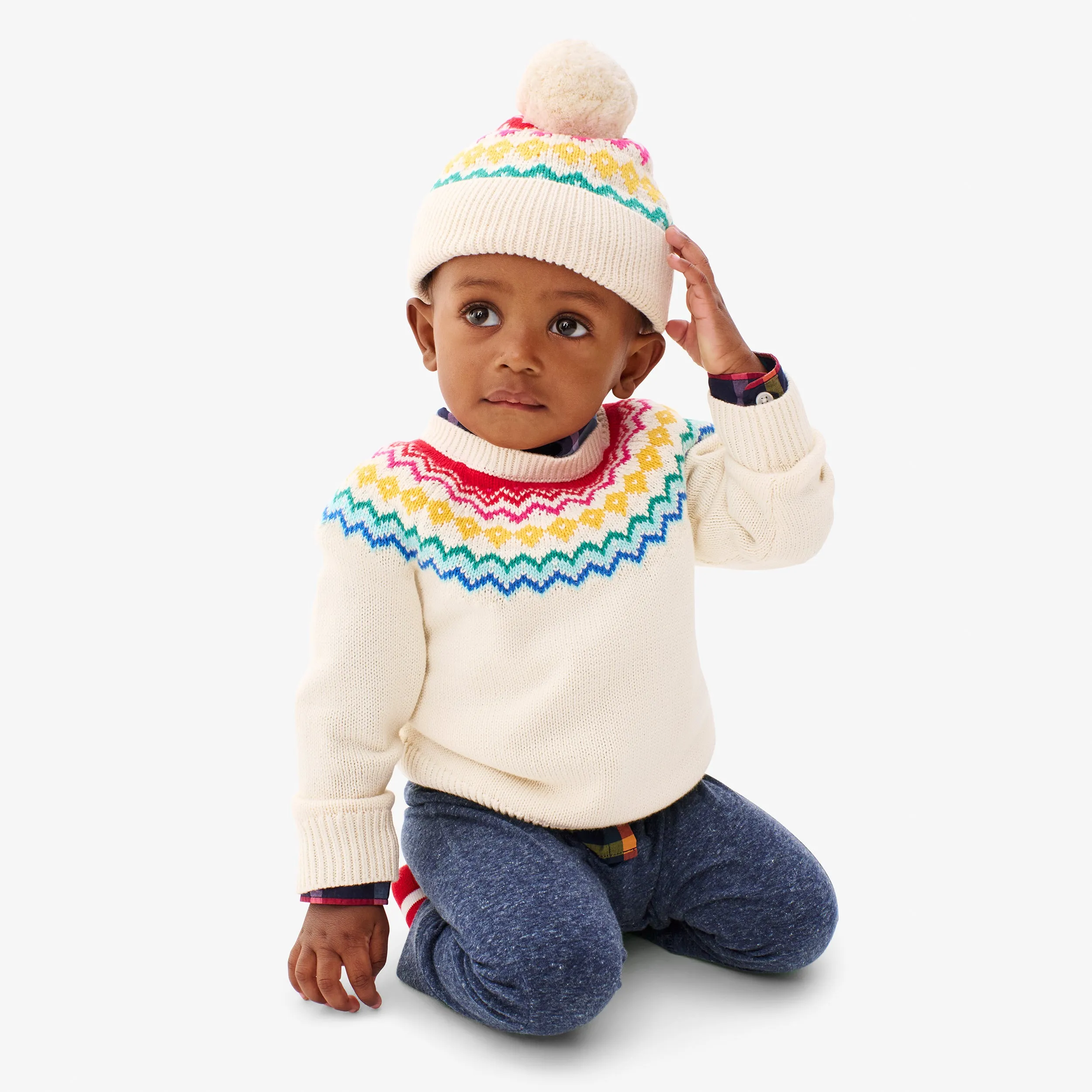 Baby rainbow fair isle sweater