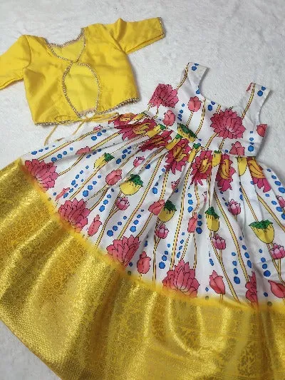 Beautiful Kids Cotton Silk Gown With Coat