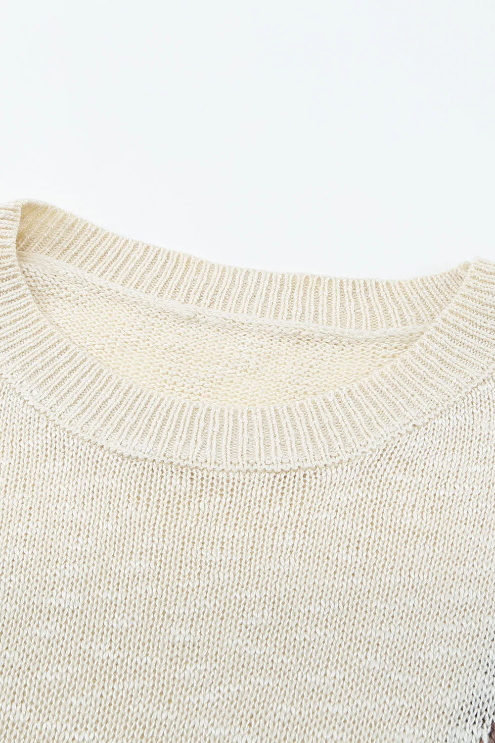 Beige Color Block Knitted Sweater