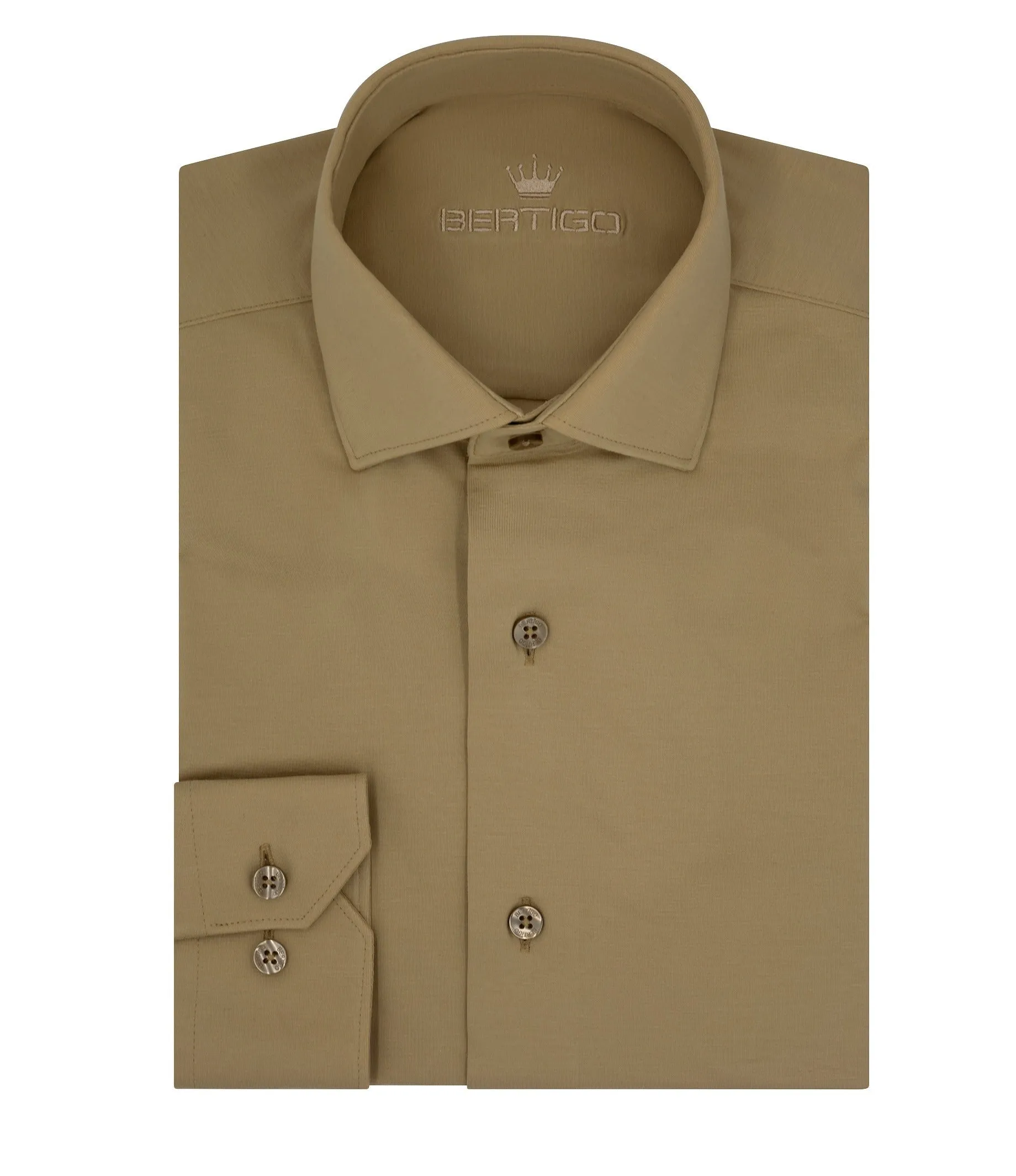 Bertigo Short-Sleeve Shirt | Cooper Tan Knit Shirt