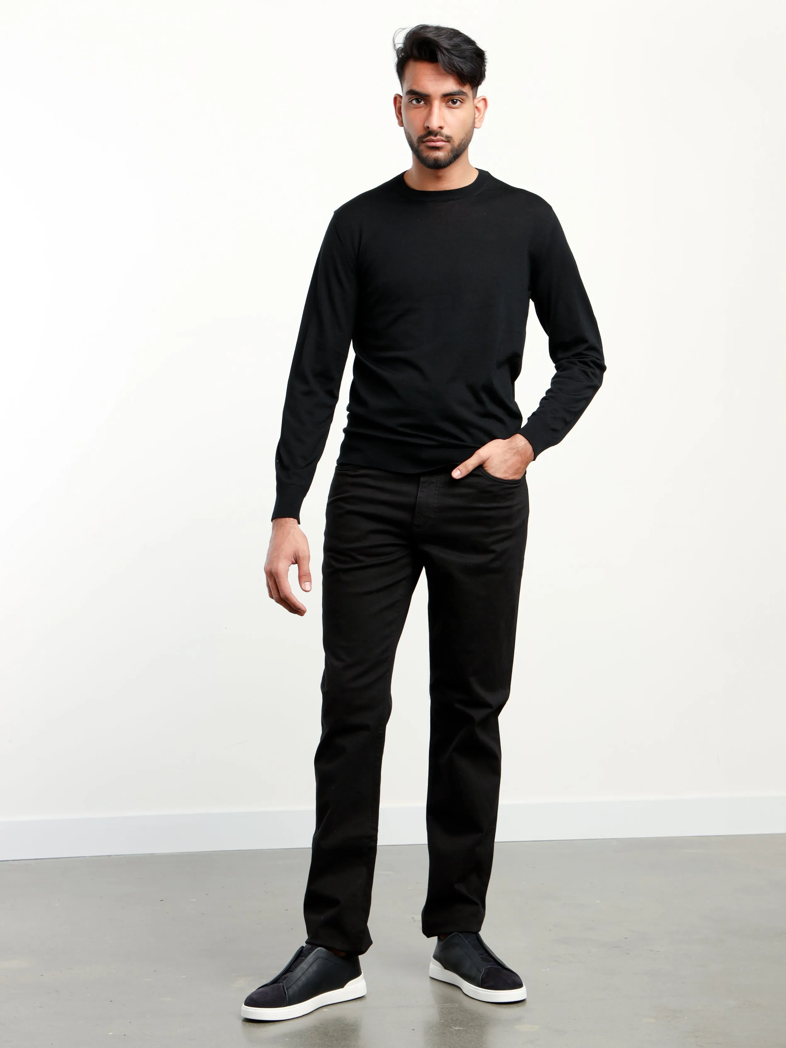 Black Wool Crewneck Sweater