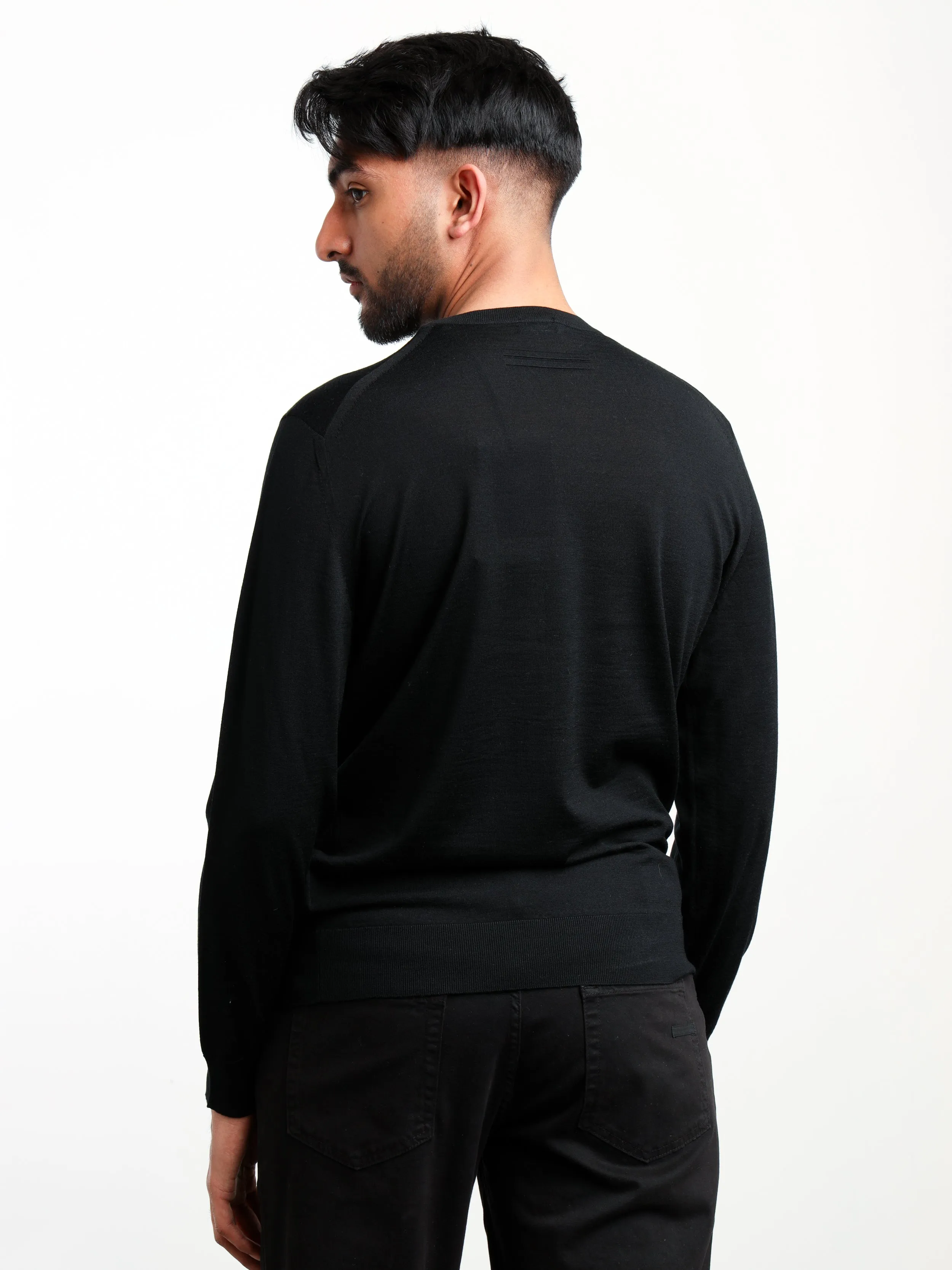 Black Wool Crewneck Sweater