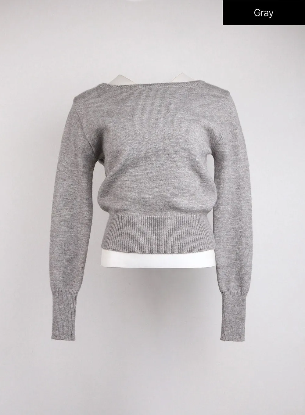 Boat Neck Knit Sweater OJ422