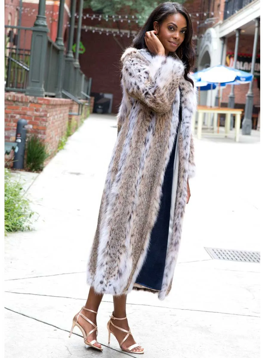 Bobcat Fur Coat With Shawl Collar