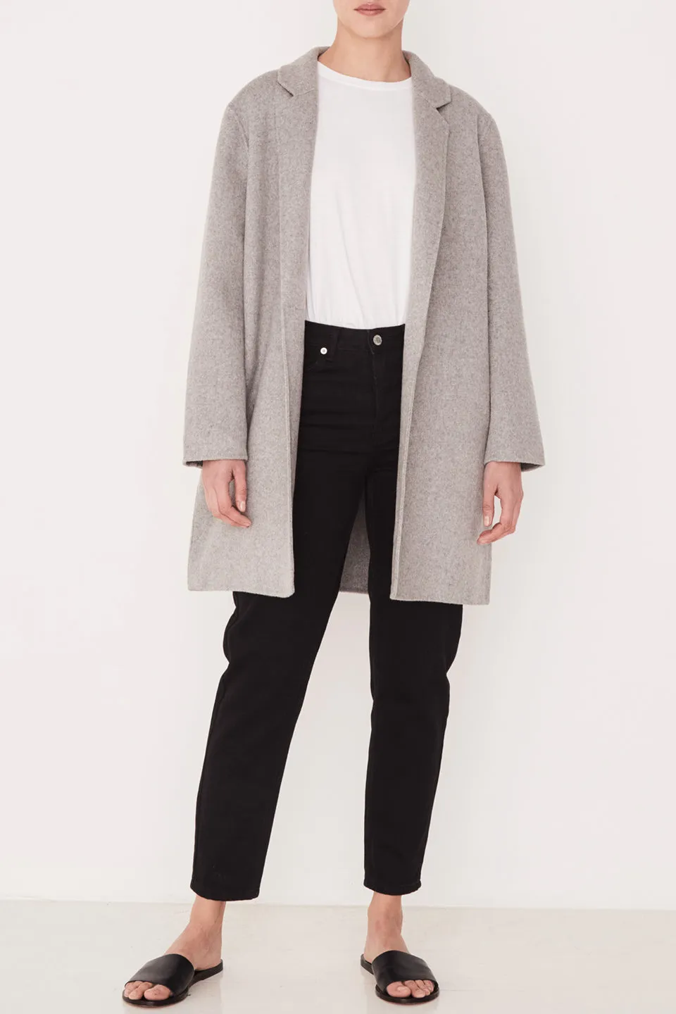 Boxy Wool Grey Marle Coat