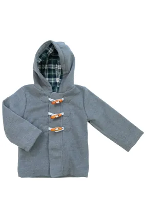 Boys Grey Hooded Toggle Coat