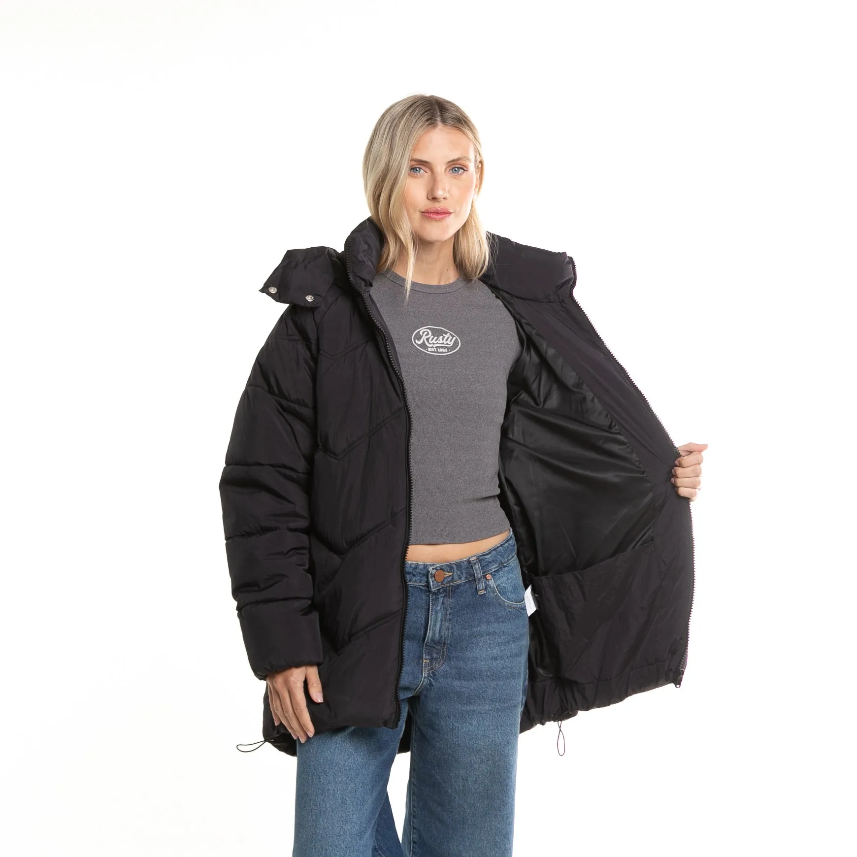 Campera Abrigo Rusty Higher Puffer Coat Ld* Negro