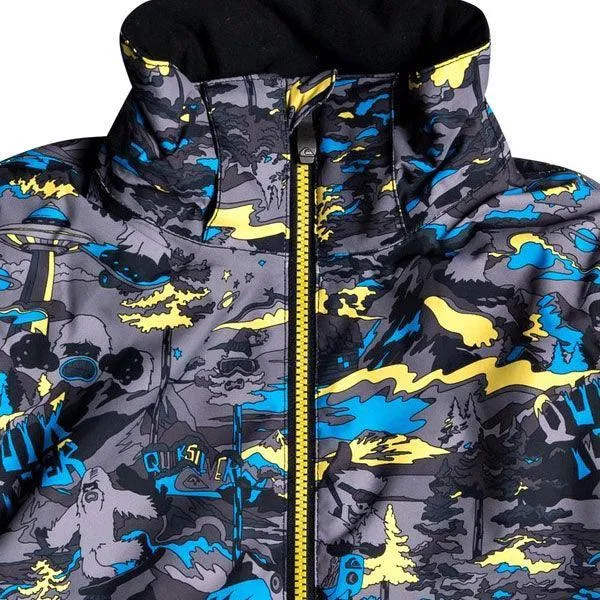 Campera Quiksilver Snow Little Mission Kids Gris Azul Print