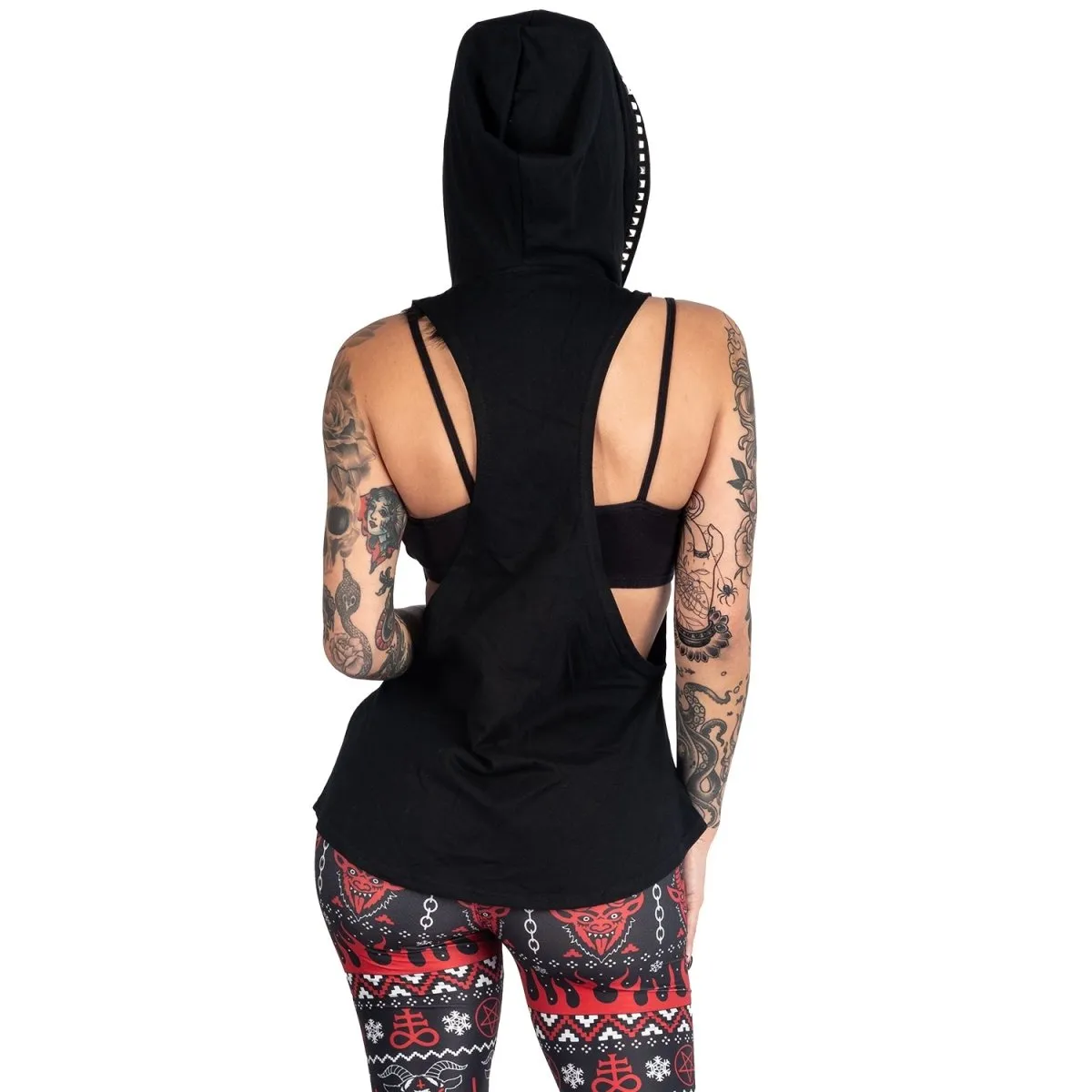 Cat Familiar Studded Hoodie Tank