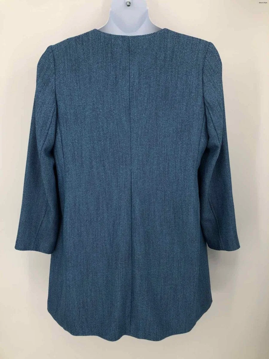 CHICO'S Lt Blue Striped Women Size Chicos 2 (L) Coat