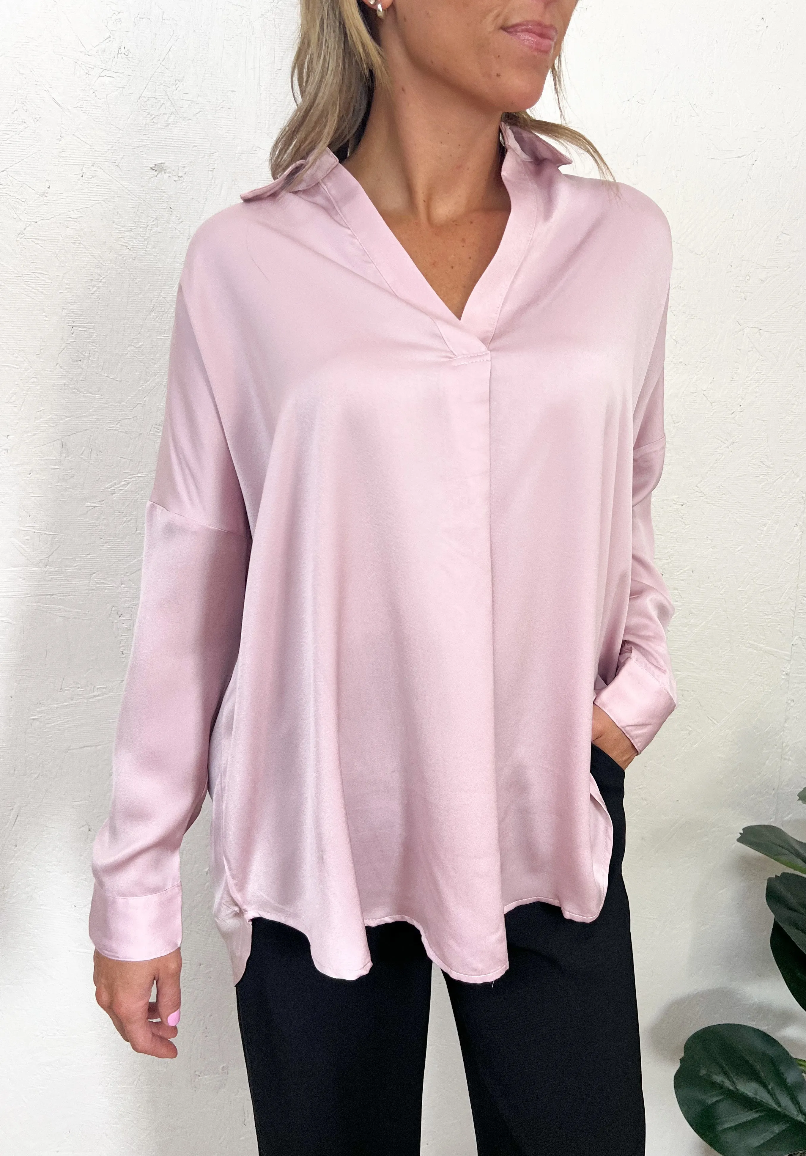 Classy & Collected Pink V-Neck Tunic