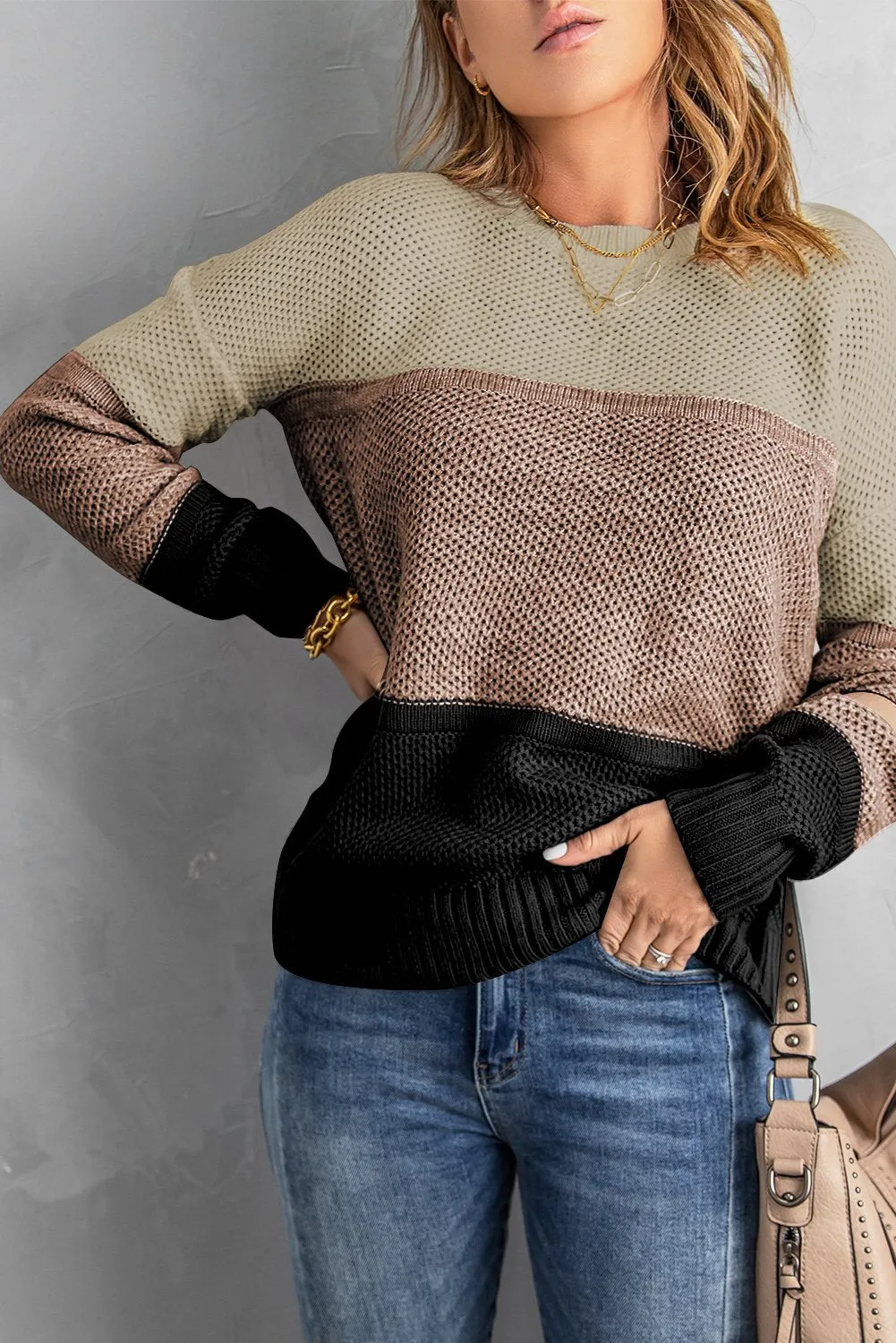 Color Block Pullover Sweater