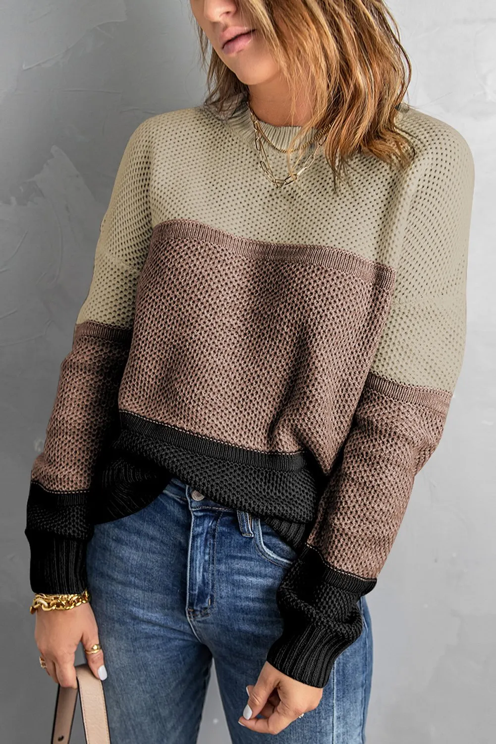 Color Block Pullover Sweater