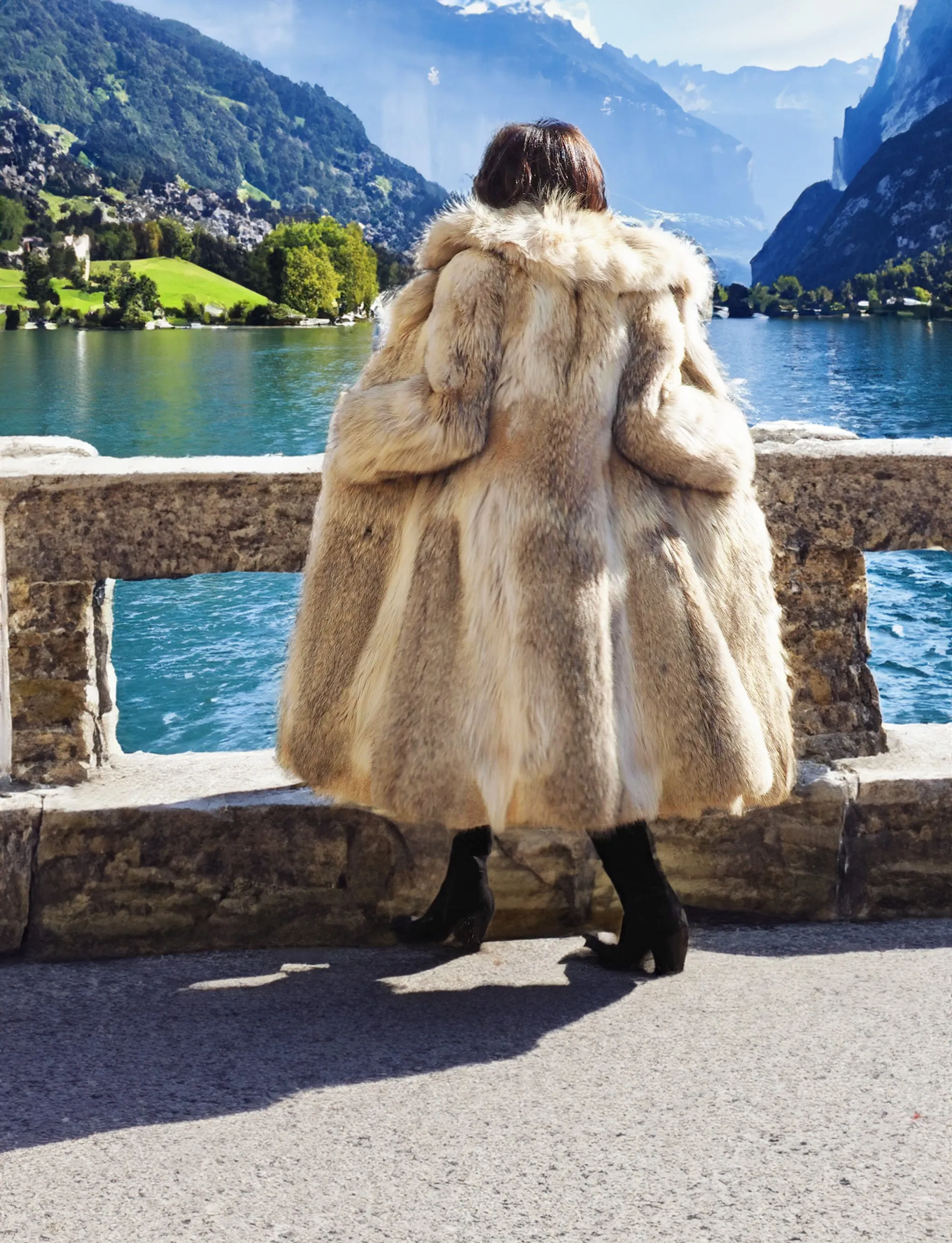 Coyote Fur Coat Coats Large Plush Shawl Collar S