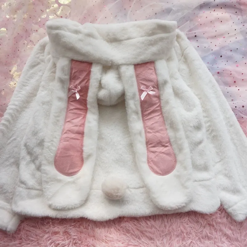 Cute Rabbit Ear Lamb Fleece Sweater Coat BY11281