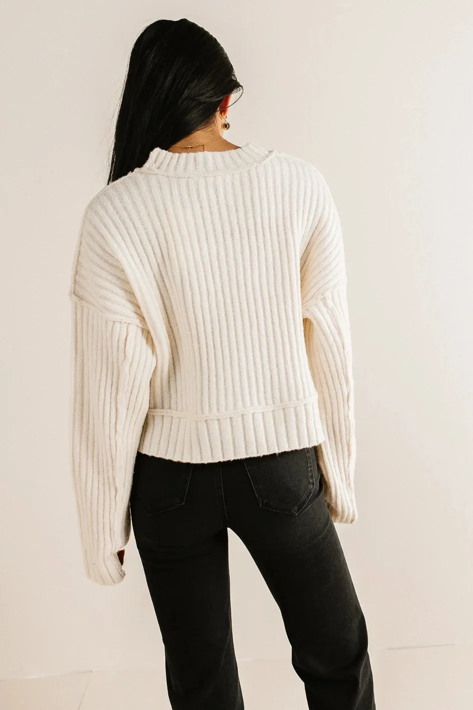 Daniela Ribbed Sweater in Cream