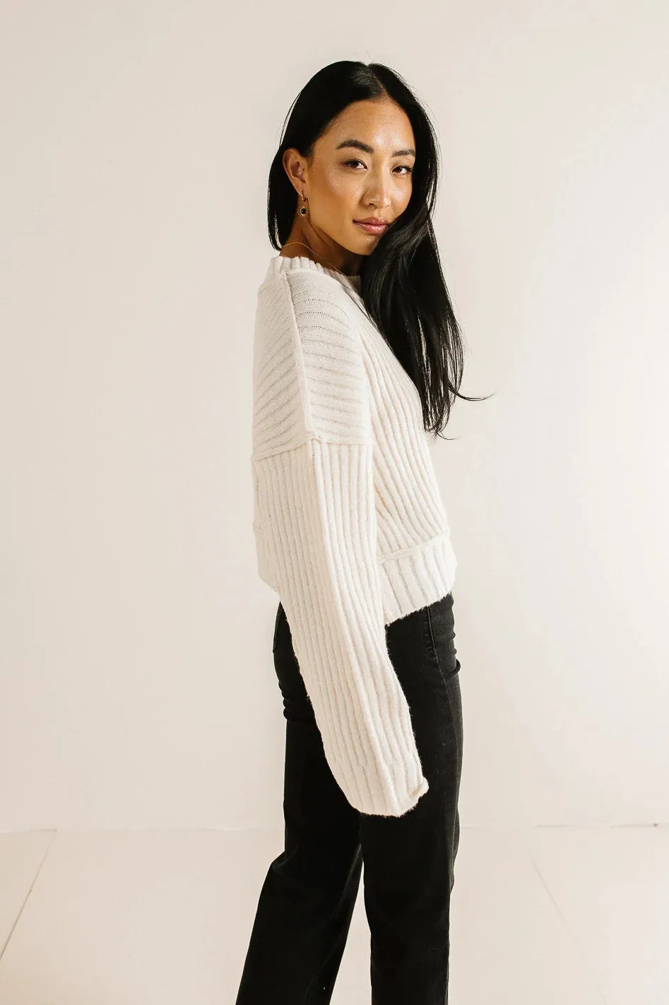 Daniela Ribbed Sweater in Cream