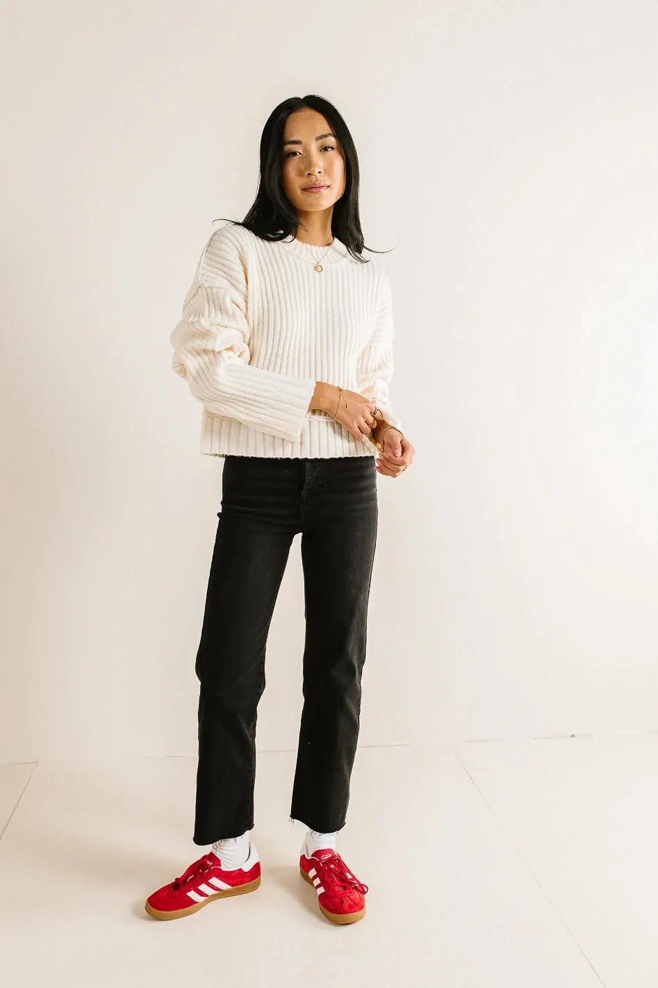 Daniela Ribbed Sweater in Cream