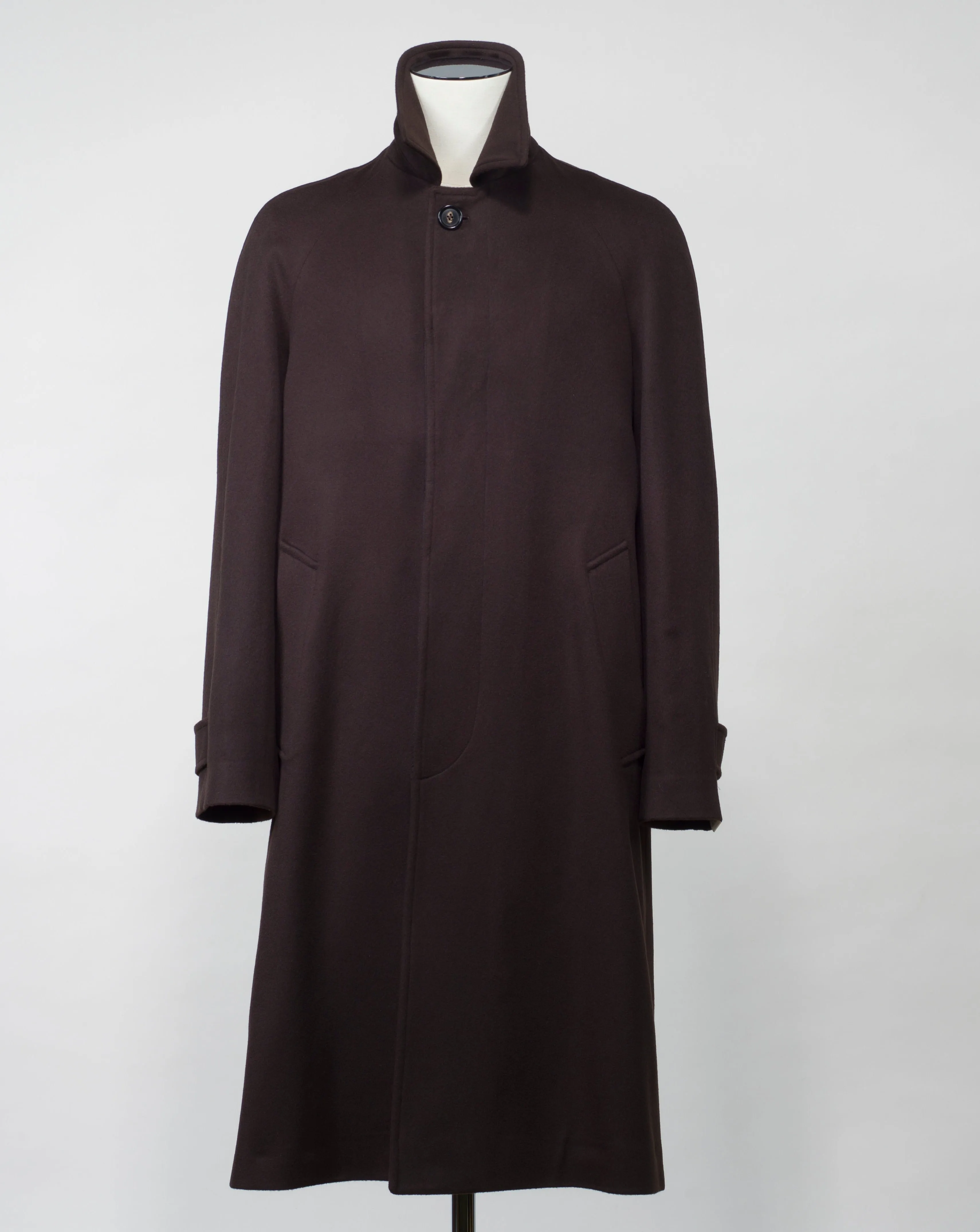 De Petrillo Wool & Cashmere Raglan Coat / Dark Brown