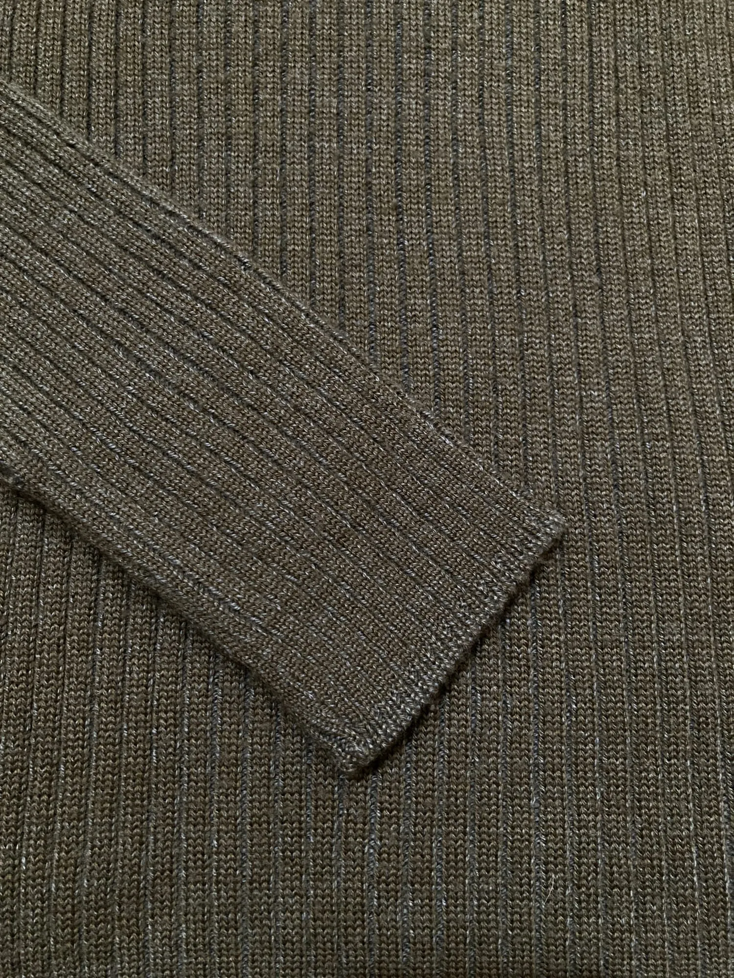 Dirk Bikkembergs Vintage Khaki Wool Ribbed Knit Turtleneck, Small/XS - 1990s/2000s