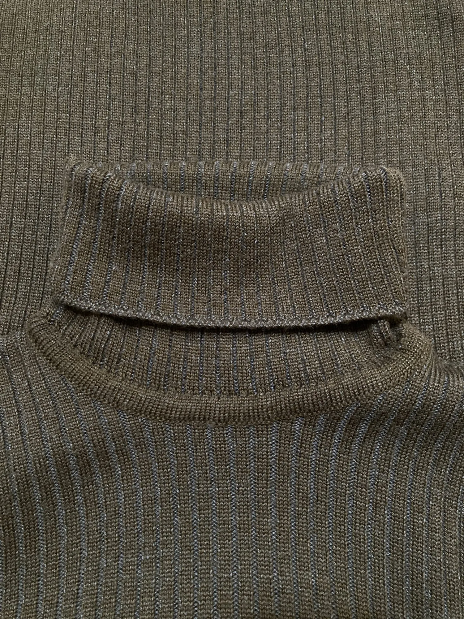 Dirk Bikkembergs Vintage Khaki Wool Ribbed Knit Turtleneck, Small/XS - 1990s/2000s