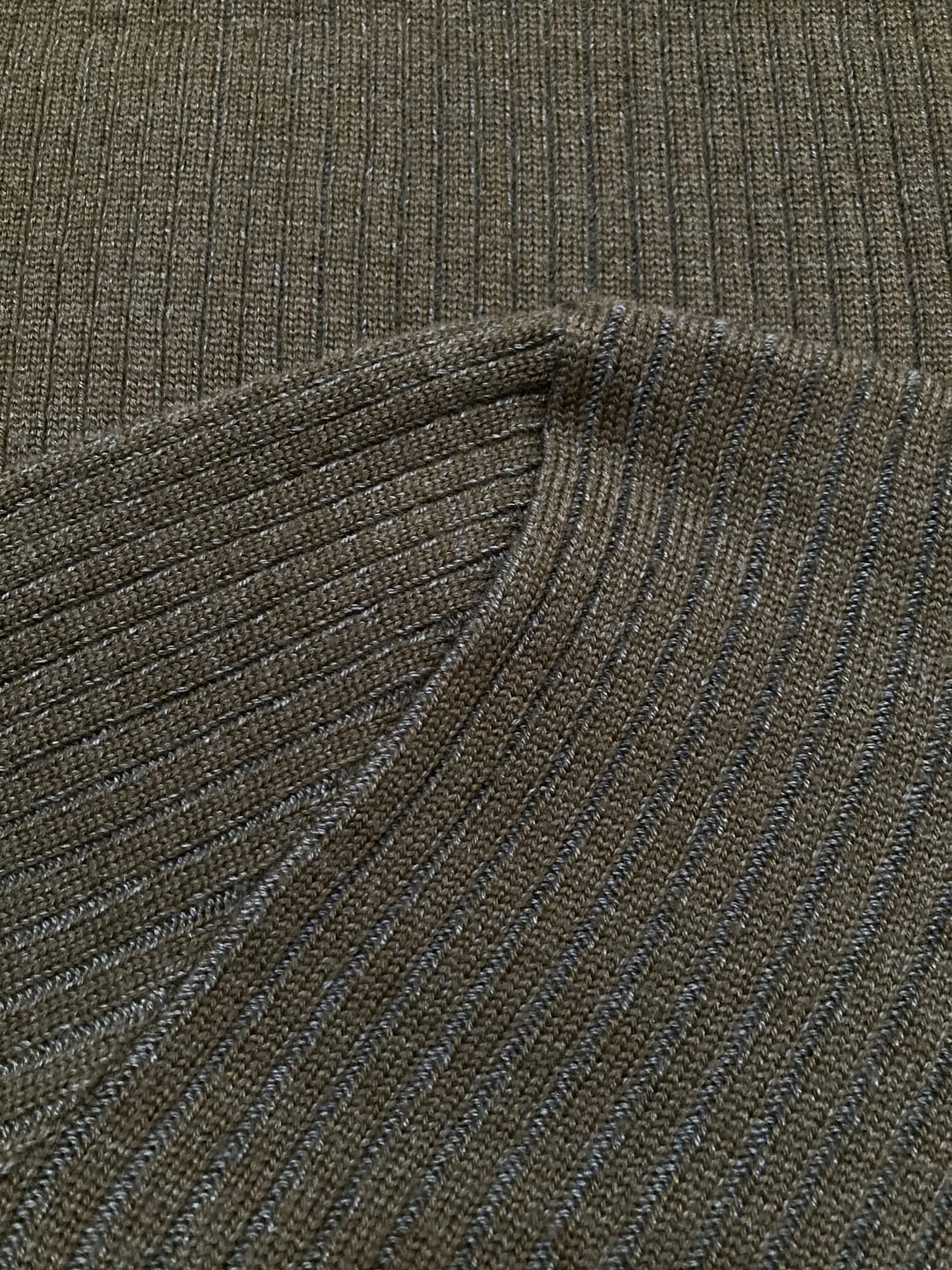 Dirk Bikkembergs Vintage Khaki Wool Ribbed Knit Turtleneck, Small/XS - 1990s/2000s