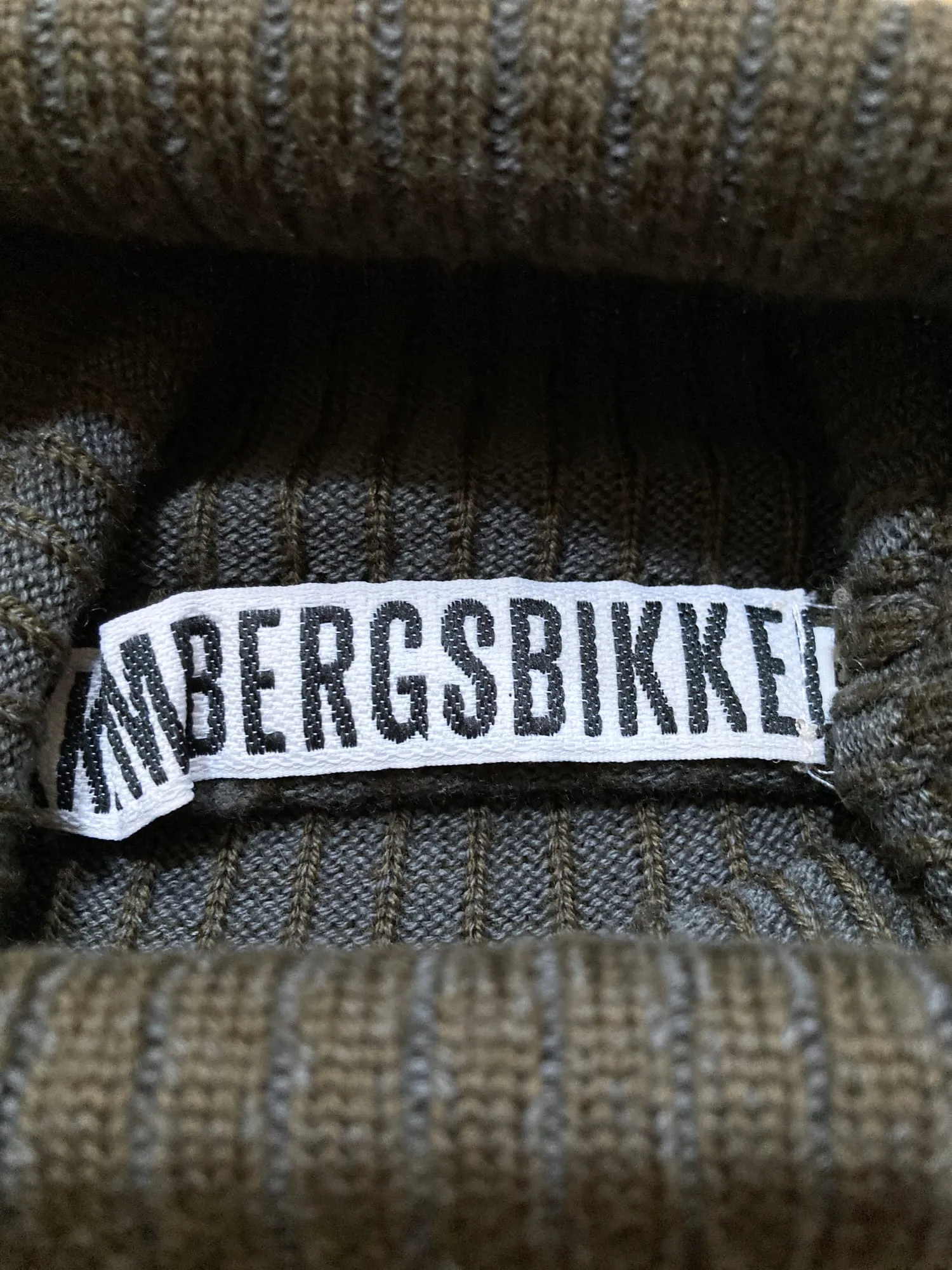 Dirk Bikkembergs Vintage Khaki Wool Ribbed Knit Turtleneck, Small/XS - 1990s/2000s