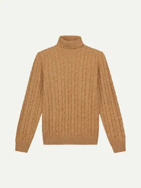 Dolcevita Cable Knit Sweater Gold