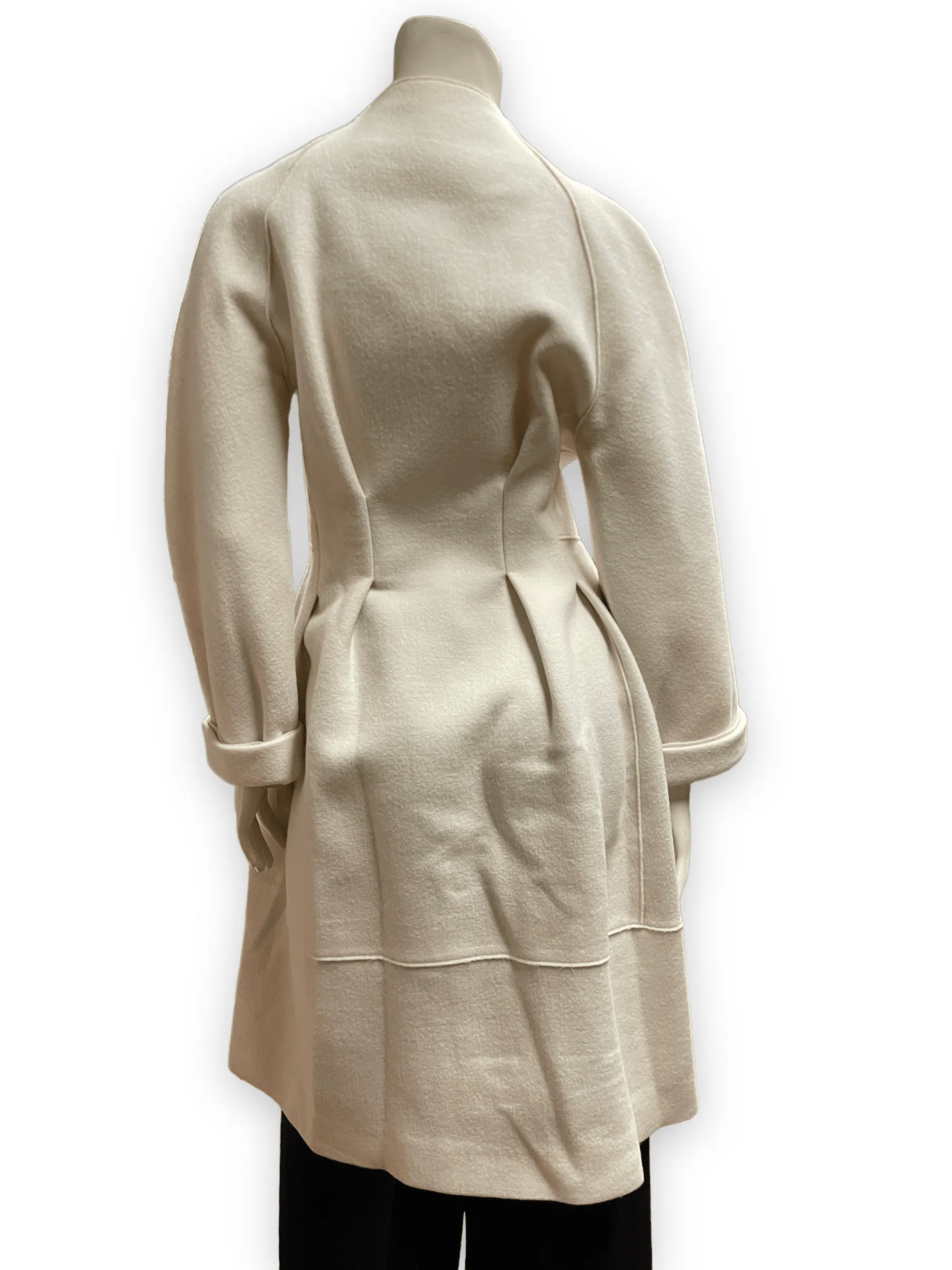 Donna Karan Collection Vintage Designer Cream Coloured Fitted Coat Size S