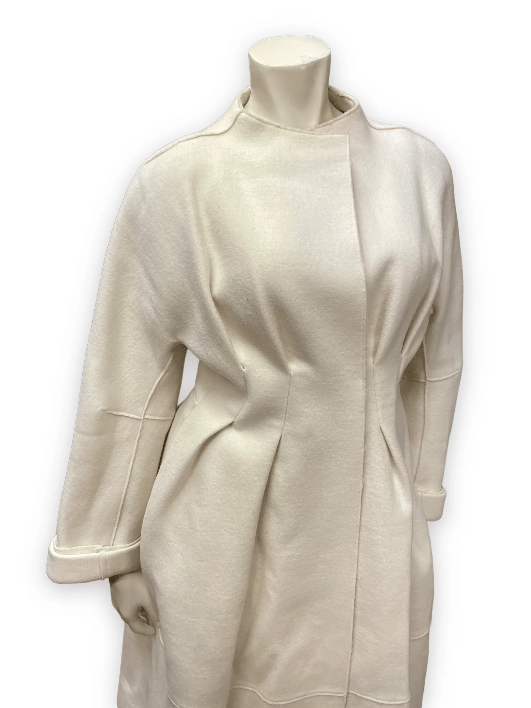 Donna Karan Collection Vintage Designer Cream Coloured Fitted Coat Size S