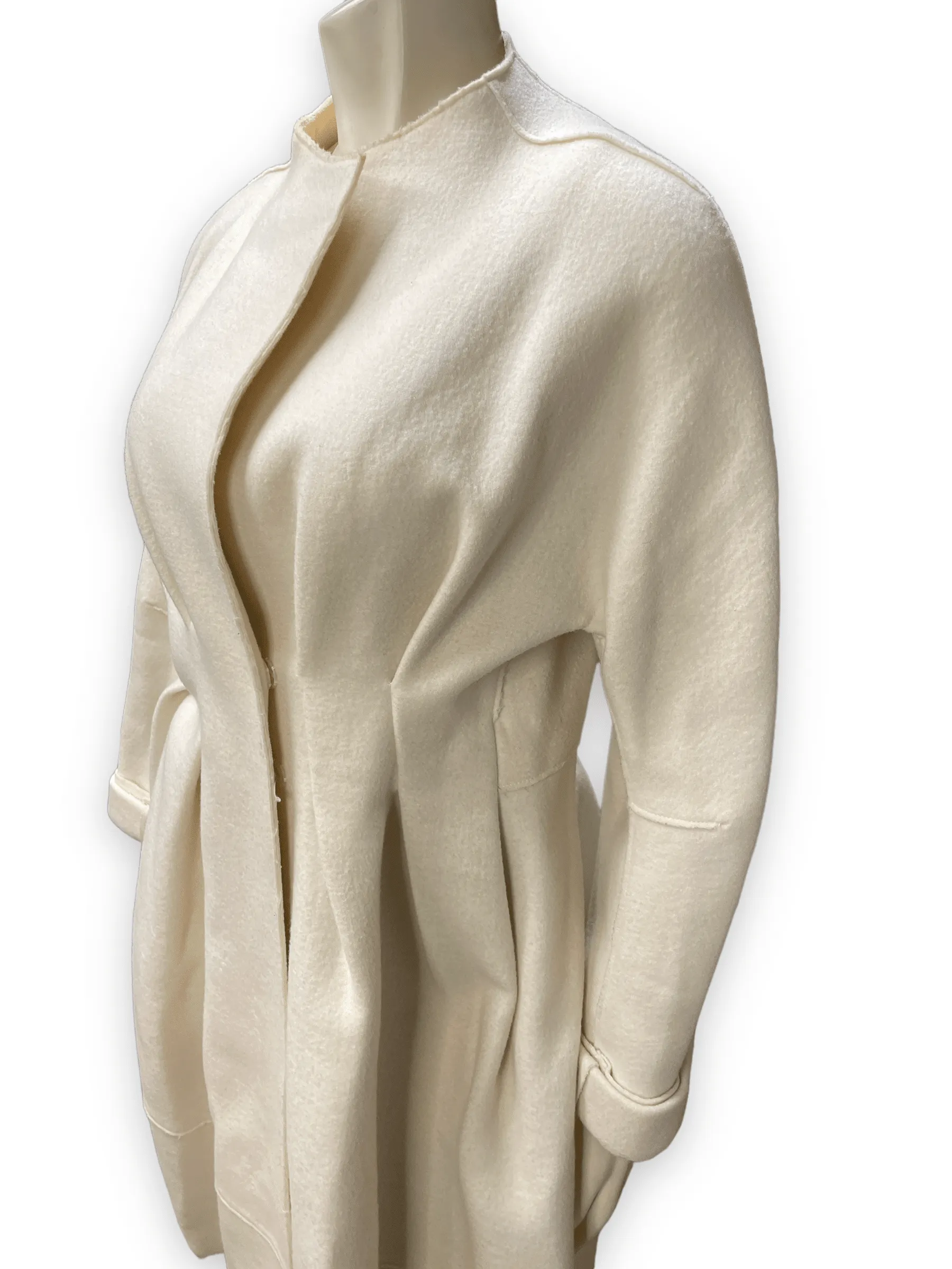 Donna Karan Collection Vintage Designer Cream Coloured Fitted Coat Size S