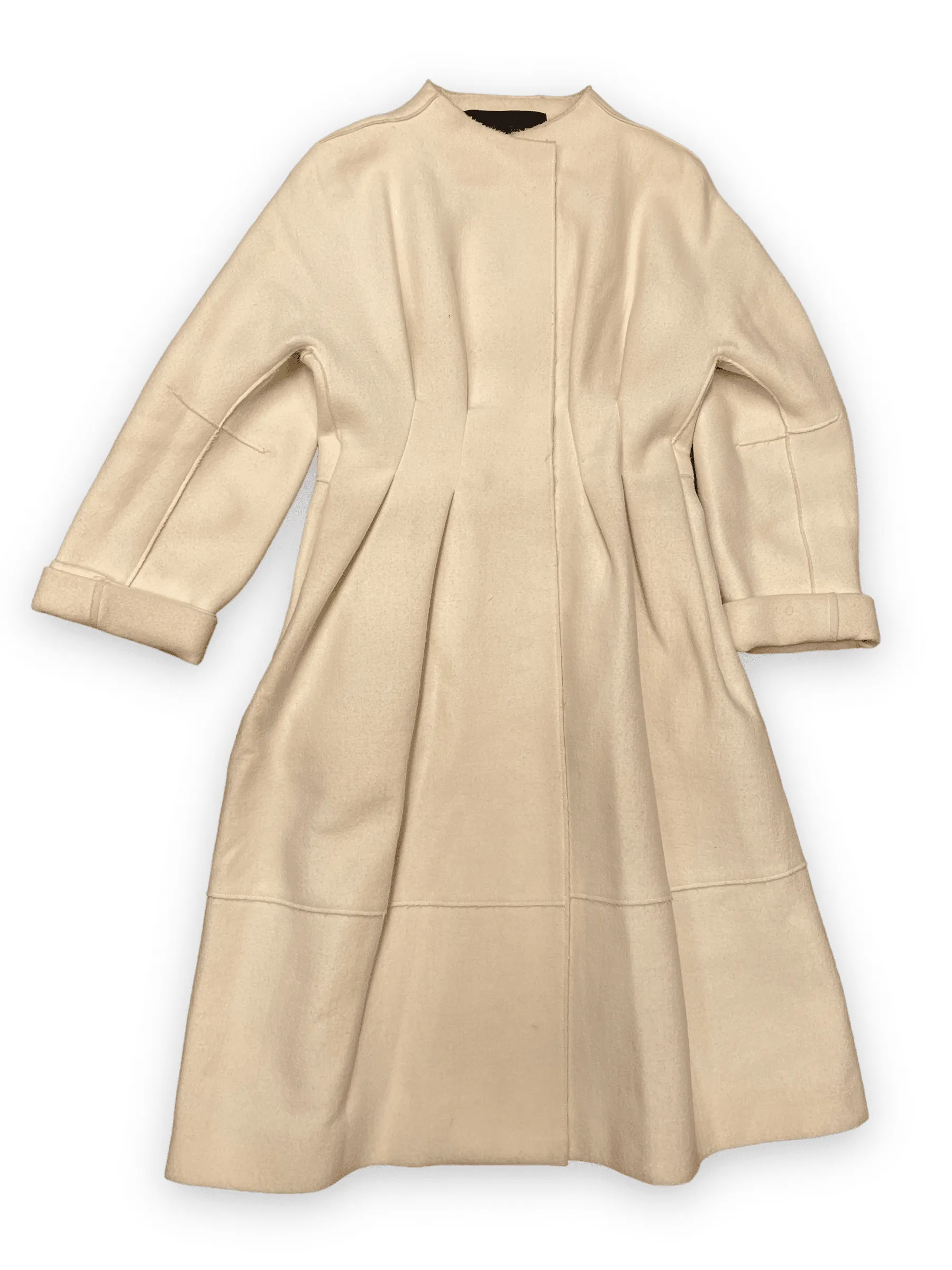 Donna Karan Collection Vintage Designer Cream Coloured Fitted Coat Size S