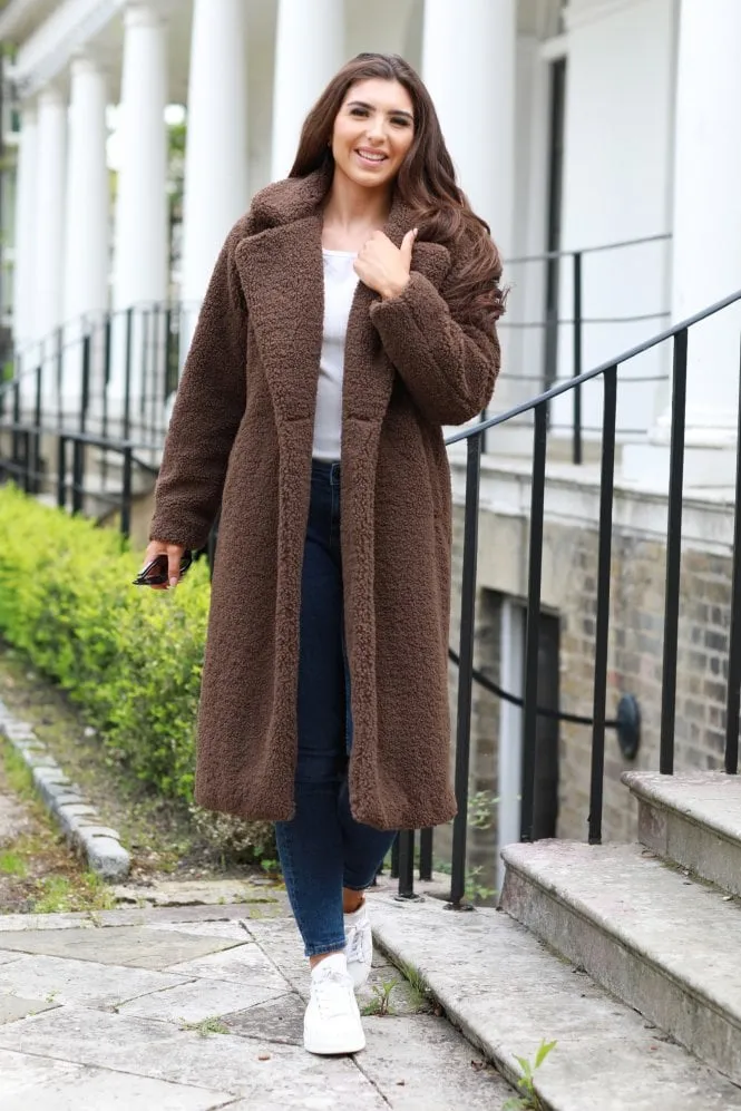 Double Second Brown Longline Fur Teddy Coat