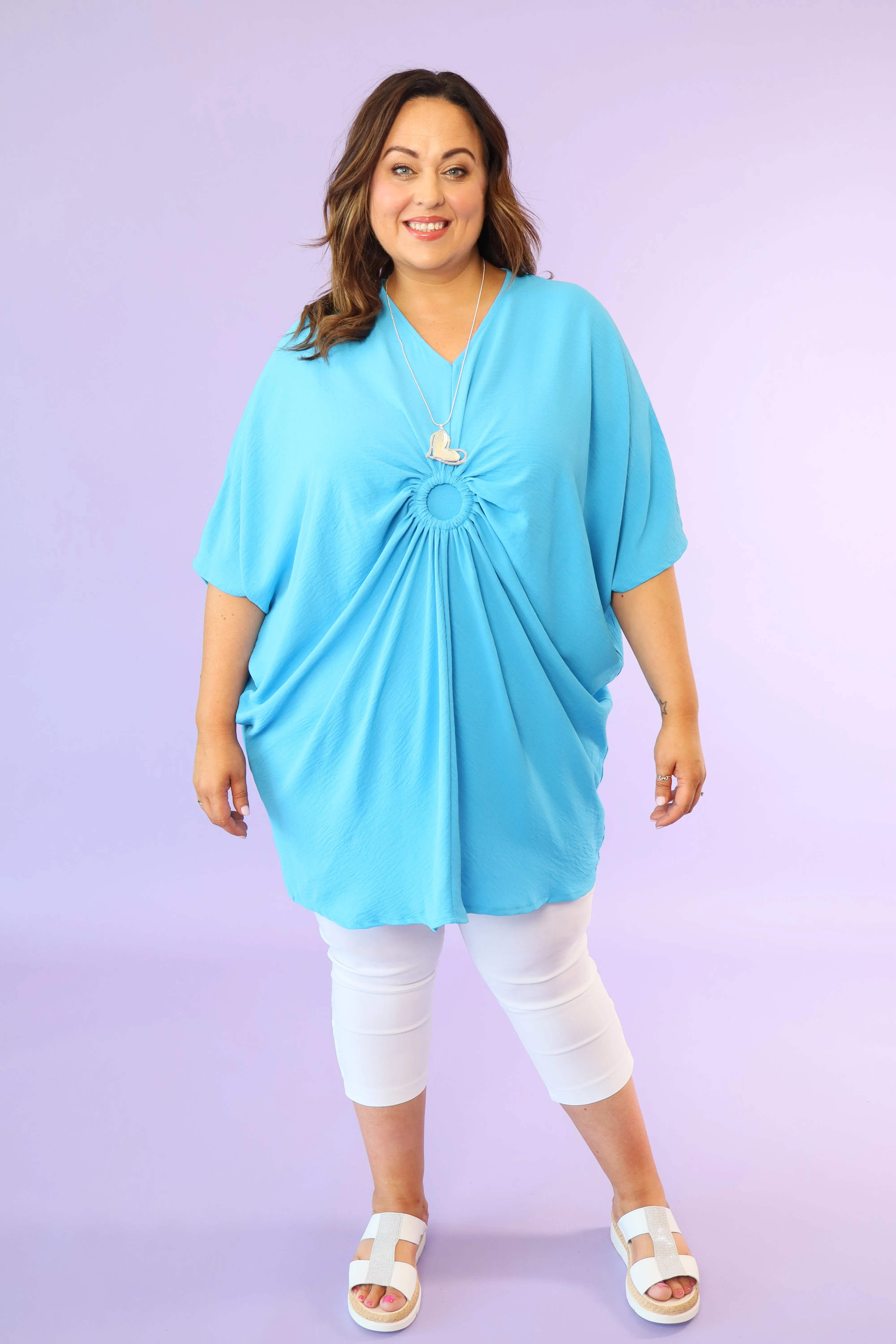 Elena Oversized Tunic in Turquoise