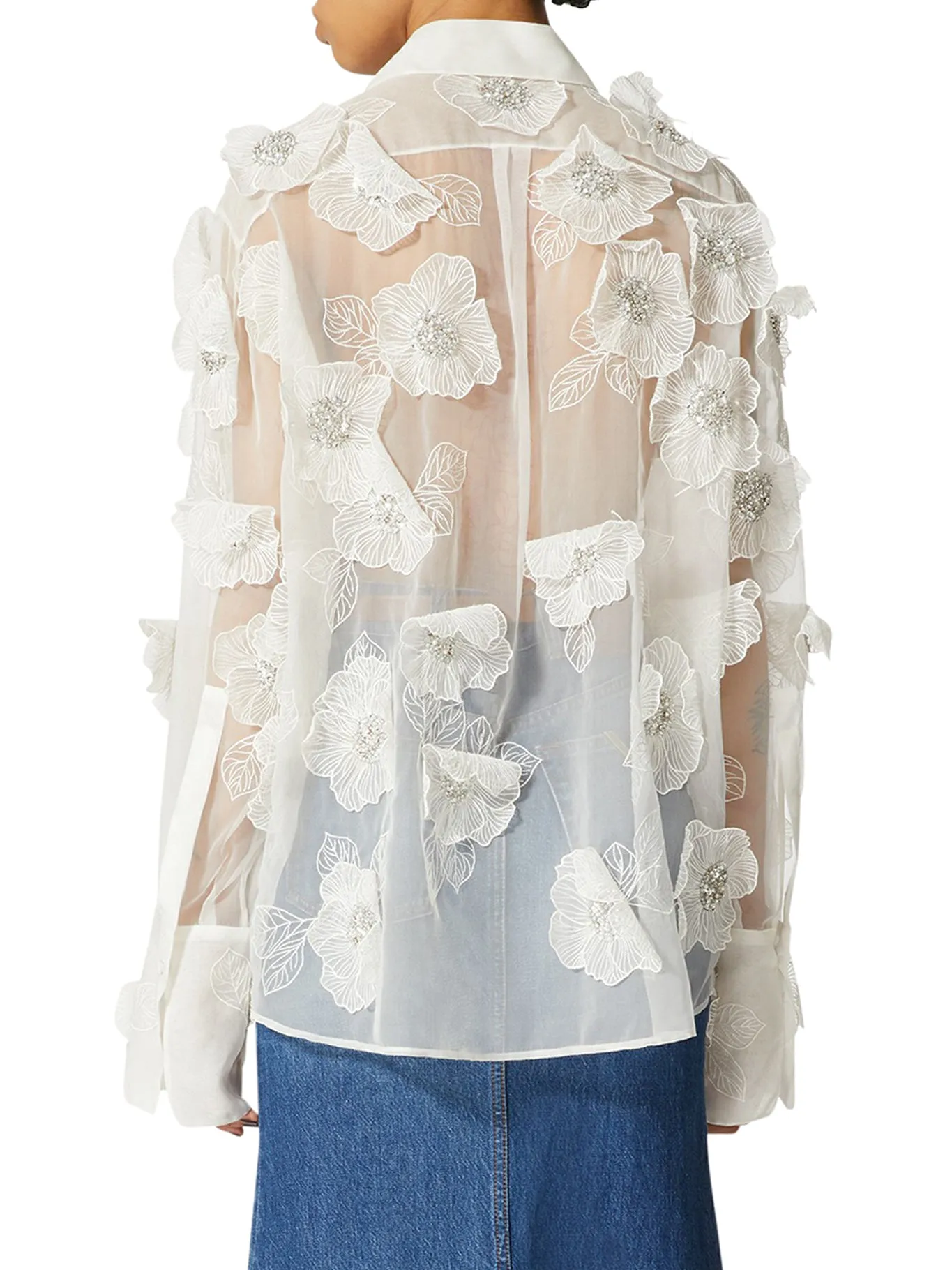 embroidered organza shirt