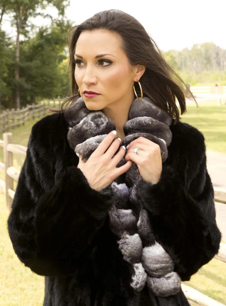 Full Length Mink Fur Coat with Chinchilla Fur Collar