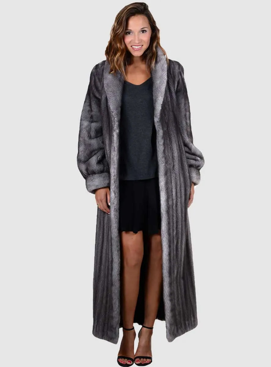 Full Length Mink Fur Coat with Shawl Collar & Rollback Cuffs