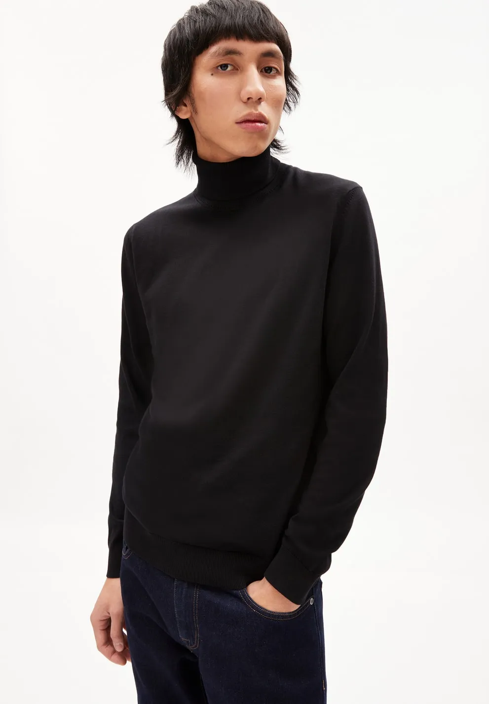 Glaan Knitted Turtleneck Sweater Olive Organic Cotton