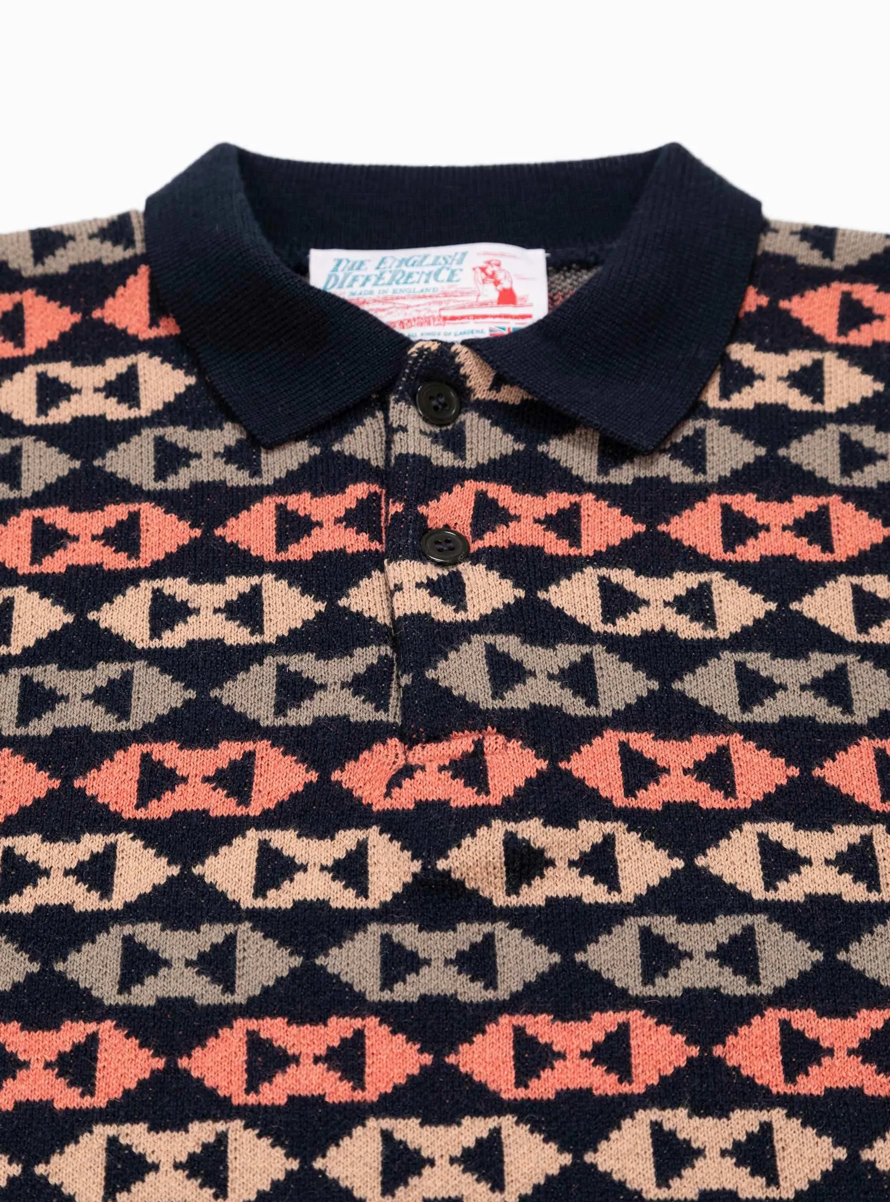 Jacquard Polo Sweater Navy