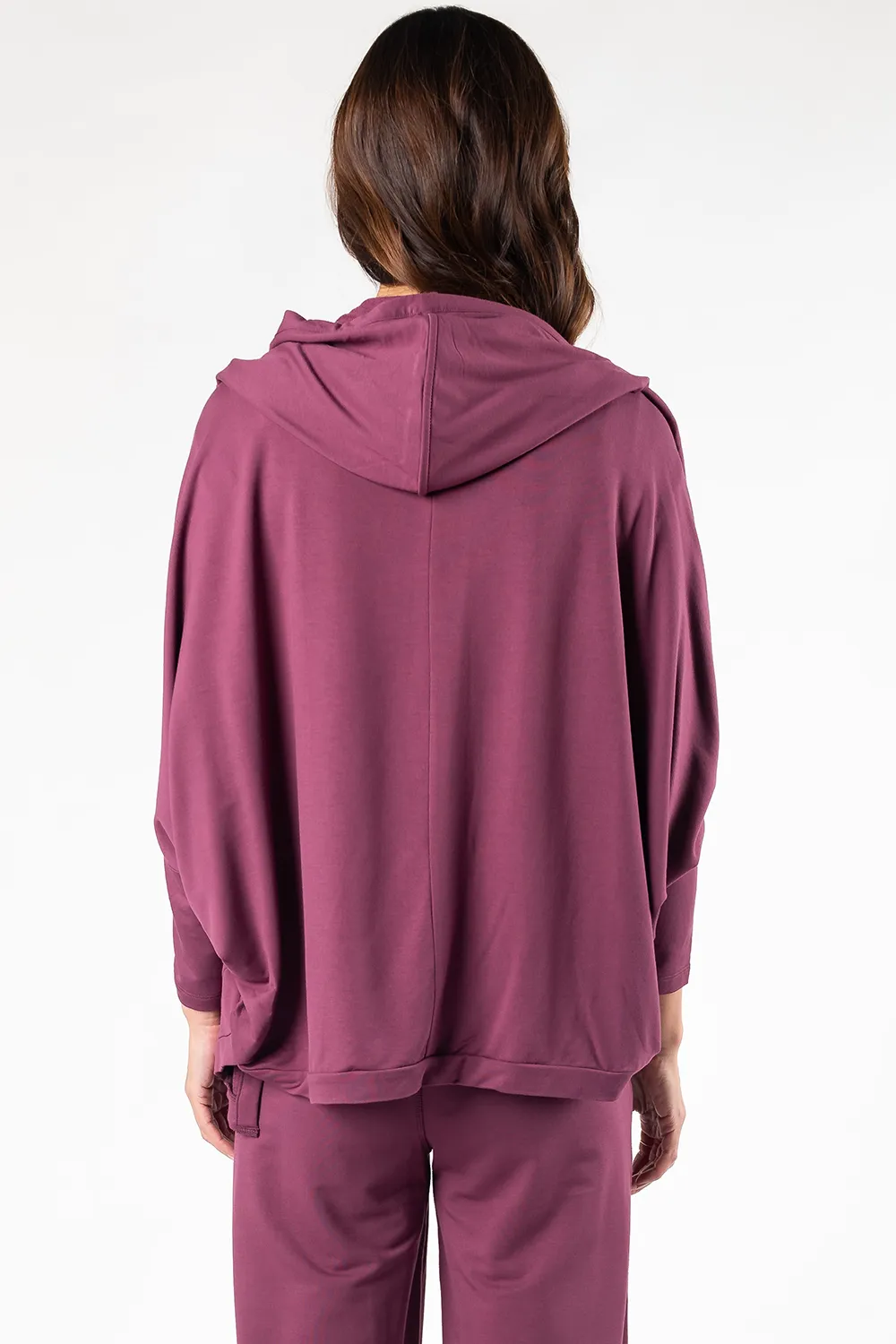 Jaime Bamboo Hoodie Cardigan - Sangria