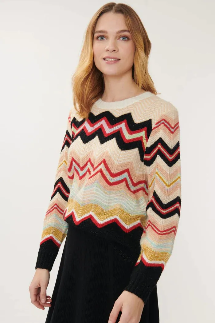 Jenifer  Zig-Zag Sweater - Cream