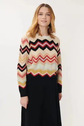 Jenifer  Zig-Zag Sweater - Cream