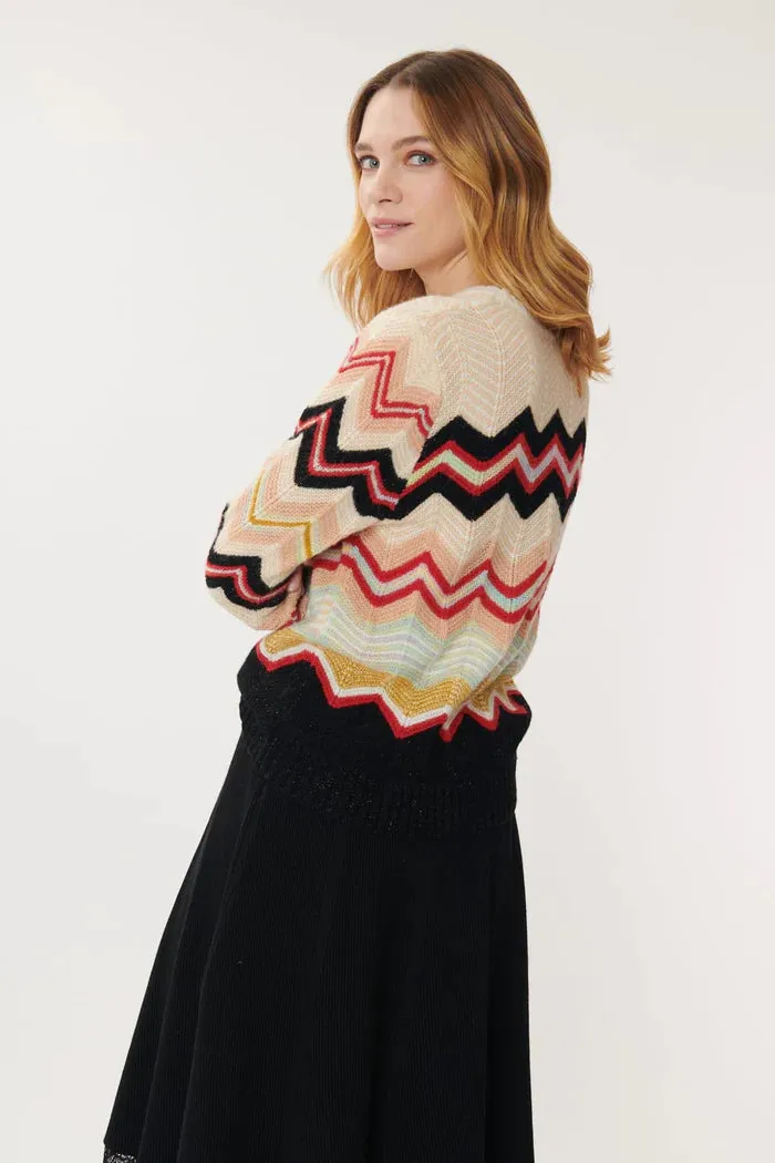 Jenifer  Zig-Zag Sweater - Cream