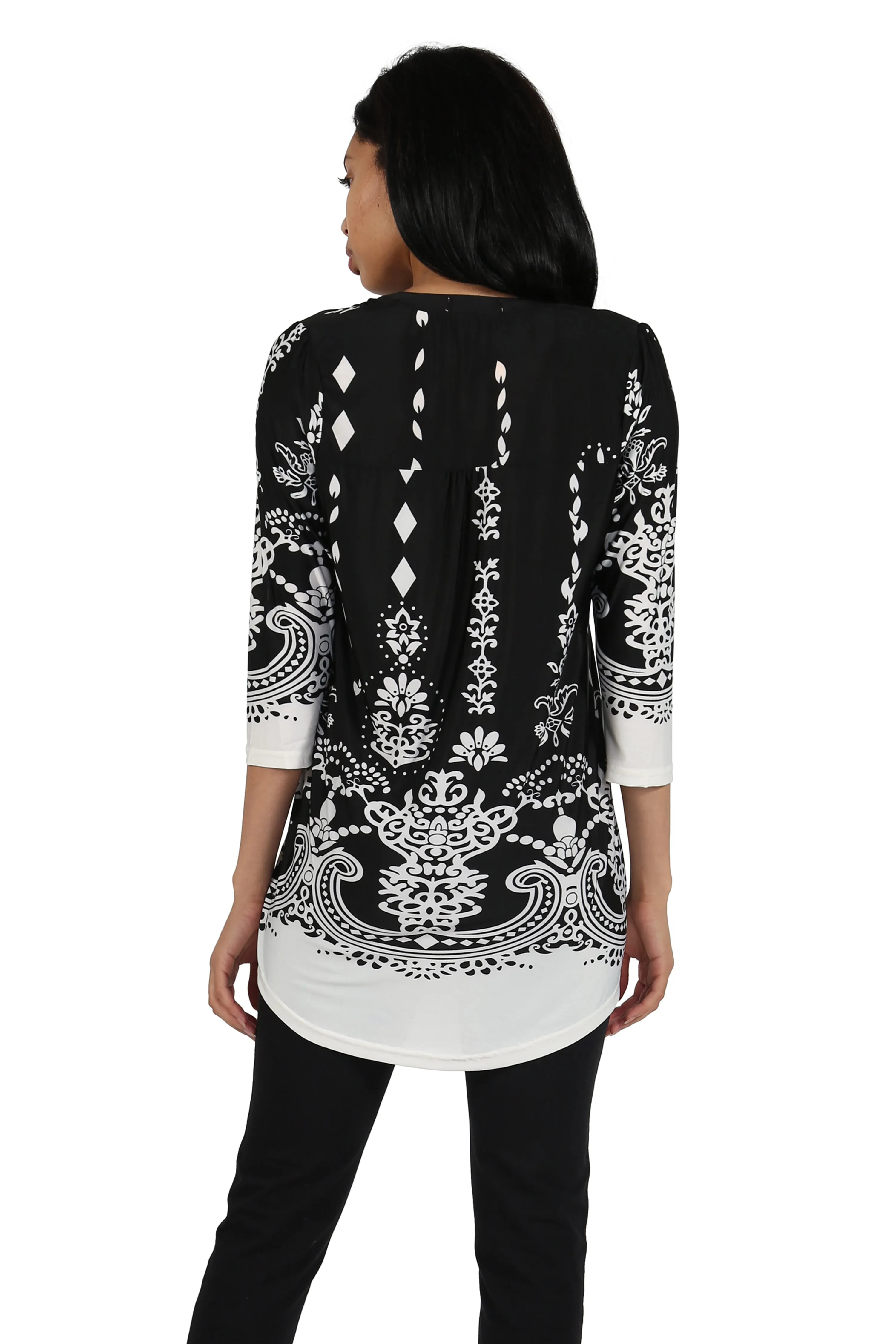 La Cera Pleat Front Printed Tunic