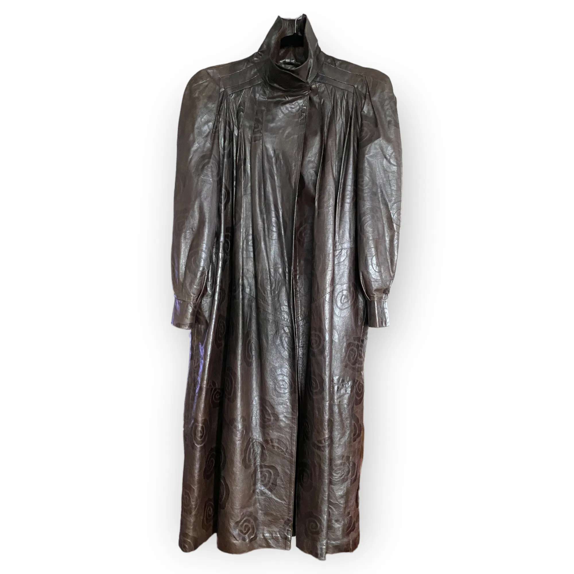 Lilli Rubin Pearlized Leather Trapeze Coat - Embossed