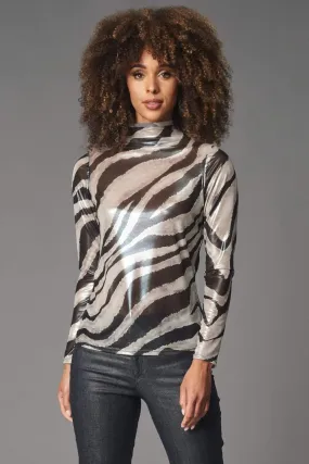 Lola & Sophie Foil Zebra mesh Turtleneck