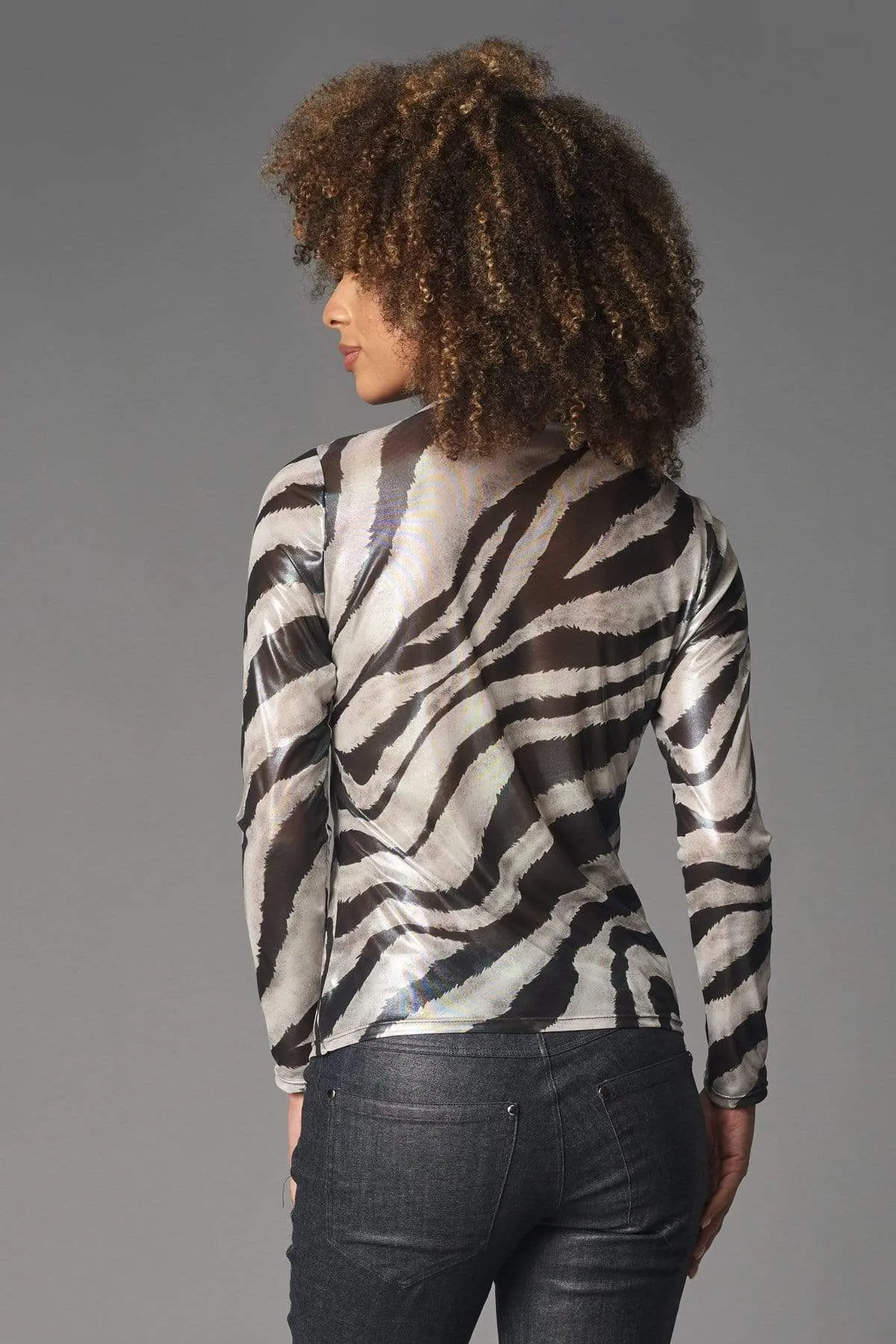 Lola & Sophie Foil Zebra mesh Turtleneck